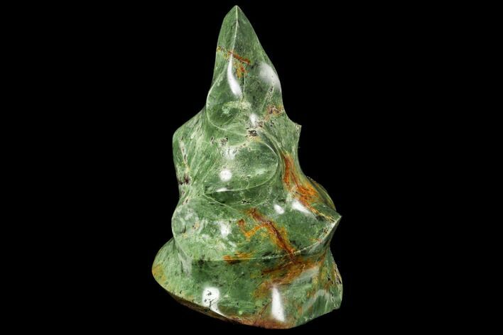 Polished Green Chrysoprase Flame - Madagascar #108341